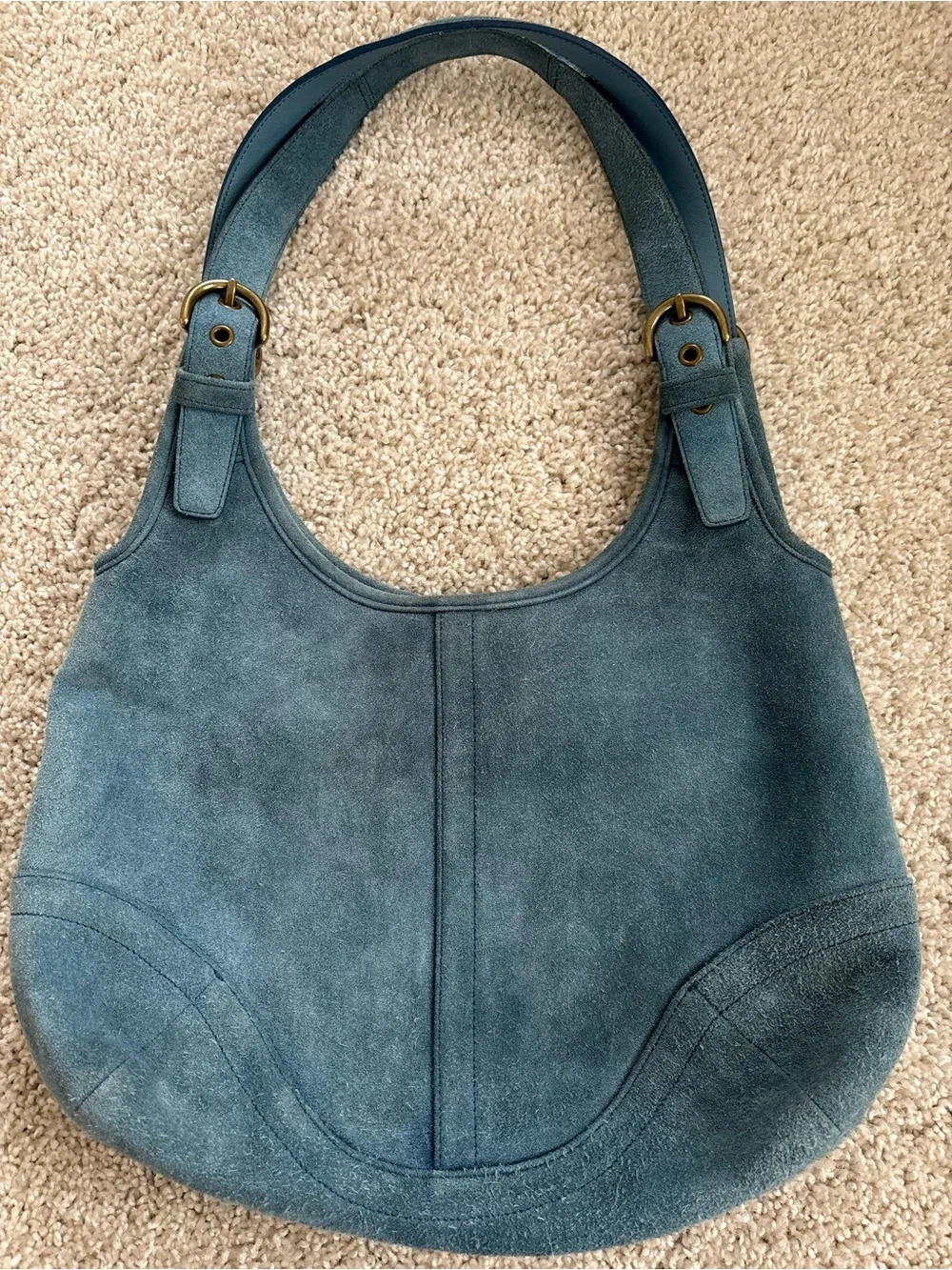 Vintage coach pool blue suede soho slim hobo bag